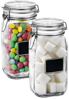 Bormioli Rocco 2x Weckpotten met beugelsluiting en krijtplaatje 1,5 L - Action products