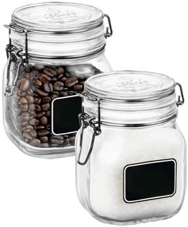 Bormioli Rocco 2x Weckpotten met beugelsluiting en krijtplaatje 750 ml - Action products