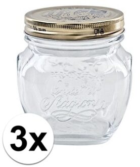 Bormioli Rocco 3x Weckpotten met schroefdeksel 200 ml - Weckpotten Transparant