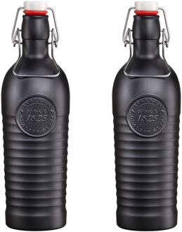 Bormioli Rocco 4x Glazen beugelfles/weckfles mat zwart met beugeldop 1,2 liter