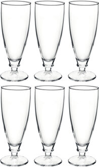 Bormioli Rocco 6x Luxe bierglas/bierglazen op voet 380 ml - Bierglazen Transparant