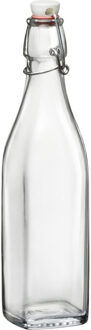 Bormioli Rocco beugelfles/weckfles - 1 liter - glas - vierkant - water/olie/azijn/sapjes - Weckpotten Transparant