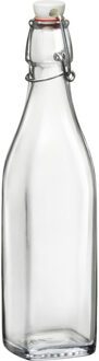 Bormioli Rocco beugelfles/weckfles - 500 ml - vierkant - transparent - water/olie/azijn/spapen - Weckpotten Transparant