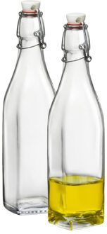 Bormioli Rocco beugelfles/weckfles - Set van 8x stuks - 500 ml - vierkant - transparent - water/olie