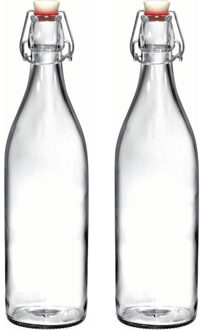 Bormioli Rocco Beugelfles/weckfles transparant 1 liter rond - 8x - weckfles - karaf - waterfles