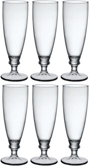 Bormioli Rocco Bierglazen Harmonia - 6 stuks - op voet - 275 ml Transparant