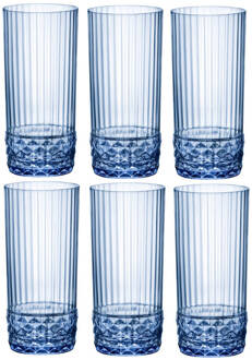 Bormioli Rocco Bormioli Longdrinkglazen America 20's Sapphire Blue 490 Ml - 6 Stuks Blauw