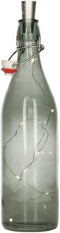 Bormioli Rocco Decoratie fles - grijs - met kurk verlichting - 30 cm - glas - 1 liter - woonaccessoires
