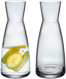 Bormioli Rocco Drank/water karaf of kleine vaas - 2x - glas - transparant - D8 cm x H20 cm - 500 ML