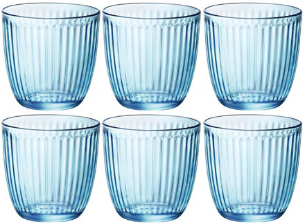 Bormioli Rocco Drinkglazen - 6x- blauw - tumbler glas - 290 ml - Drinkglazen