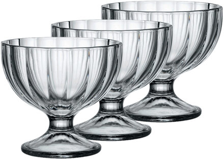 Bormioli Rocco IJs/Sorbet coupes op voet - 6x stuks - gedecoreerd glas - 260 ML - 9 x 10 cm - IJscoupes Transparant