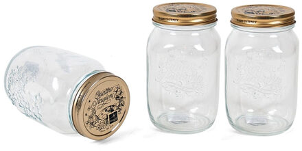 Bormioli Rocco keuken voorraadpotten - 12x - met schroefdop - glas - 1 liter - 10 x 18 cm