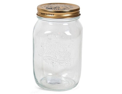 Bormioli Rocco keuken voorraadpotten - met schroefdop - glas - 1 liter - 10 x 18 cm