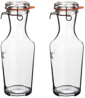 Bormioli Rocco Luigi Bormioli glazen water karaff van 1 Liter - 2x - Sapkan/waterkan/schenkkan - Weckflessen