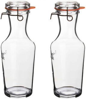 Bormioli Rocco Luigi Bormioli glazen water karaff van 1 Liter - 3x - Sapkan/waterkan/schenkkan - Weckflessen