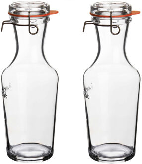 Bormioli Rocco Luigi Bormioli glazen water karaff van 1 Liter - 4x - Sapkan/waterkan/schenkkan - Weckflessen