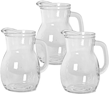 Bormioli Rocco sapkan/waterkan/karaf - 3x stuks - glas - 1000 ml - transparant - schenkkannen