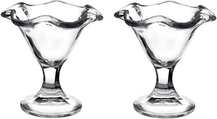 Bormioli Rocco Set 2x stuks ijs/sorbet coupes op voet - glas - 240 ml - IJscoupe - IJscoupes Transparant