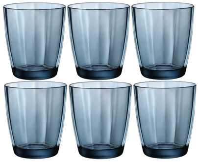 Bormioli Rocco Set van 12x stuks tumbler waterglazen/drinkglazen blauw 300 ml - Drinkglazen