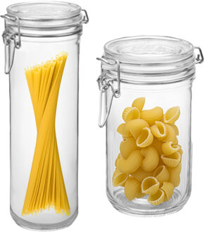 Bormioli Rocco Set van 2 weckpotten - glas - transparant - 1,5 L en 0,75 L - Bormiolo Rocco