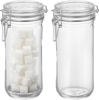 Bormioli Rocco Set van 2 weckpotten - glas - transparant - 1 L - Bormiolo Rocco