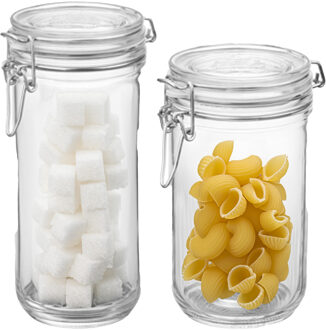 Bormioli Rocco Set van 2 weckpotten - glas - transparant - 1 L en 0,75 L - Bormiolo Rocco