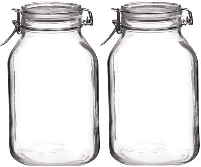 Bormioli Rocco Set van 2x stuks weckpotten/inmaakpotten 3 liter met beugelsluiting - Weckpotten Transparant