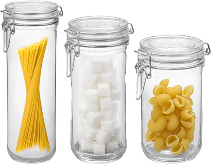 Bormioli Rocco Set van 3 weckpotten - glas - transparant - 1,5 L/0,75 L en 1 L - Bormiolo Rocco