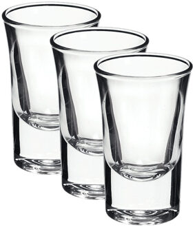 Bormioli Rocco Set van 3x stuks shotglazen/shotglaasjes van glas 57 ml - Shotglaasjes Transparant