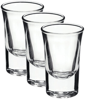 Bormioli Rocco Set van 3x stuks shotglazen/shotglaasjes van glas 57 ml Transparant