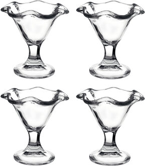 Bormioli Rocco Set van 4x stuks ijs/sorbet coupes op voet - glas - 240 ml - IJscoupe glazen/schaaltjes