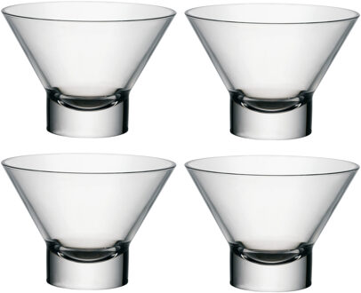 Bormioli Rocco Set van 4x stuks ijs/sorbet coupes op voet van glas 370 ml - IJscoupes Transparant