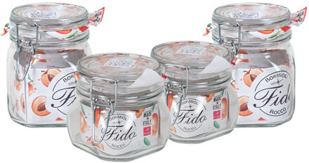 Bormioli Rocco Set van 4x weckpotten/inmaakpotten 2x 500 ml en 2x 750 ml met beugelsluiting