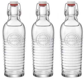 Bormioli Rocco Set van 6x stuks glazen beugelflessen/weckflessen transparant met beugeldop 1,2 liter