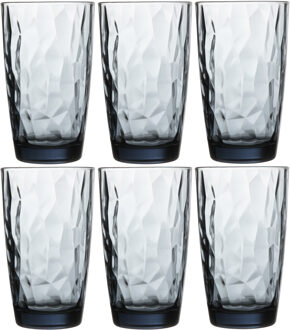 Bormioli Rocco Set van 6x stuks waterglazen/longdrinkglazen blauw 470 ml - Longdrinkglazen