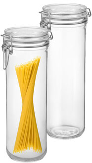 Bormioli Rocco Spaghetti voorraad/weck pot - 2x - transparant - glas - 26 x 9 cm - 1,5 L - Bormioli Rocco
