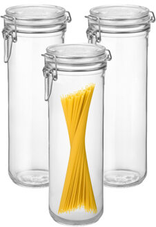 Bormioli Rocco Spaghetti voorraad/weck pot - 4x - glas - transparant - 26 x 9 cm - 1,5 L - Bormioli Rocco