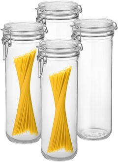 Bormioli Rocco Spaghetti voorraad/weck pot - 4x - transparant - glas - 26 x 9 cm - 1,5 L - Bormioli Rocco