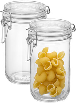Bormioli Rocco Voorraad/weck pot - 2x - glas - transparant - 17 x 9 cm - 750 ml - Bormioli Rocco