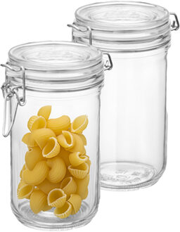 Bormioli Rocco Voorraad/weck pot - 2x - transparant - glas - 17 x 9 cm - 750 ml - Bormioli Rocco