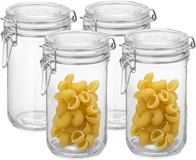 Bormioli Rocco Voorraad/weck pot - 4x - glas - transparant - 17 x 9 cm - 750 ml - Bormioli Rocco