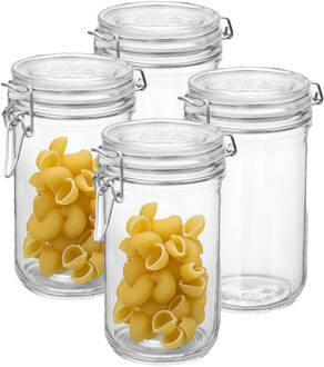 Bormioli Rocco Voorraad/weck pot - 4x - transparant - glas - 17 x 9 cm - 750 ml - Bormioli Rocco