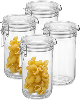 Bormioli Rocco Voorraad/weck pot - 4x - transparant - glas - 21 x 10 cm - 1 L - Bormioli Rocco