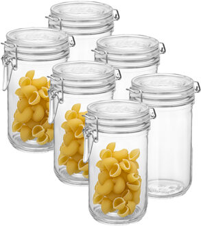 Bormioli Rocco Voorraad/weck pot - 6x - transparant - glas - 21 x 10 cm - 1 L - Bormioli Rocco