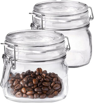Bormioli Rocco Voorraad/weckpot - 2x - transparant - glas - 10,5 x 10 cm - 500 ml - Bormioli Rocco