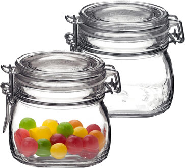 Bormioli Rocco Voorraad/weckpot - 2x - transparant - glas - 10 x 10 cm - 500 ml - Bormioli Rocco