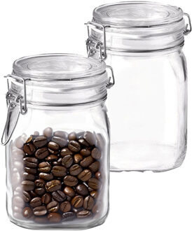 Bormioli Rocco Voorraad/weckpot - 2x - transparant - glas - 16 x 10,6 cm - 1 L - Bormioli Rocco