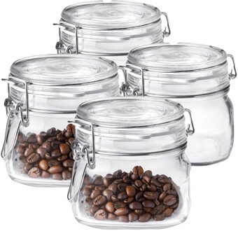Bormioli Rocco Voorraad/weckpot - 4x - transparant - glas - 10,5 x 10 cm - 500 ml - Bormioli Rocco