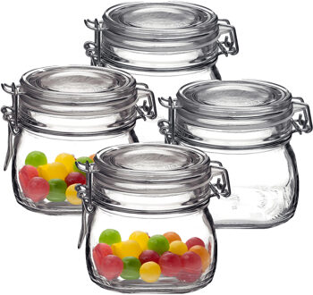 Bormioli Rocco Voorraad/weckpot - 4x - transparant - glas - 10 x 10 cm - 500 ml - Bormioli Rocco