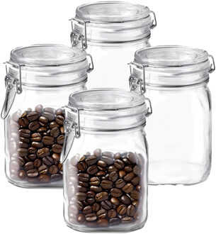 Bormioli Rocco Voorraad/weckpot - 4x - transparant - glas - 16 x 10,6 cm - 1 L - Bormioli Rocco